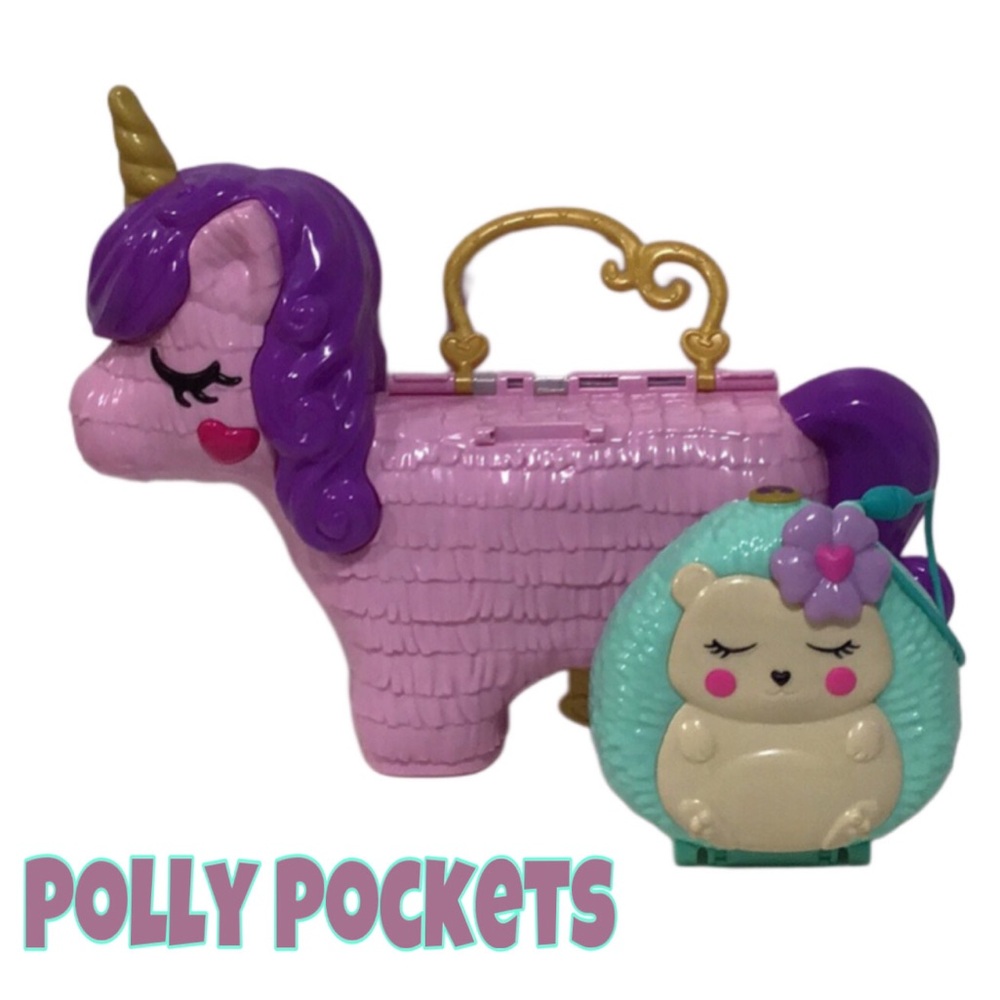 MATTEL POLLY POCKETS Unicorn Party Play Set and Hedgehog Cafe Plastic